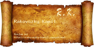 Rakovszky Kamil névjegykártya